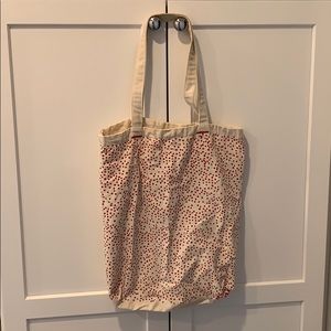 Erin Flett tote bag—natural canvas with red dots